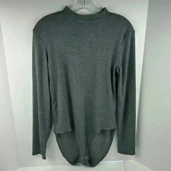 APT.9 Women's Gray Long Sleeve Mock Neck Bodysuit Size M - Picture 1 of 10